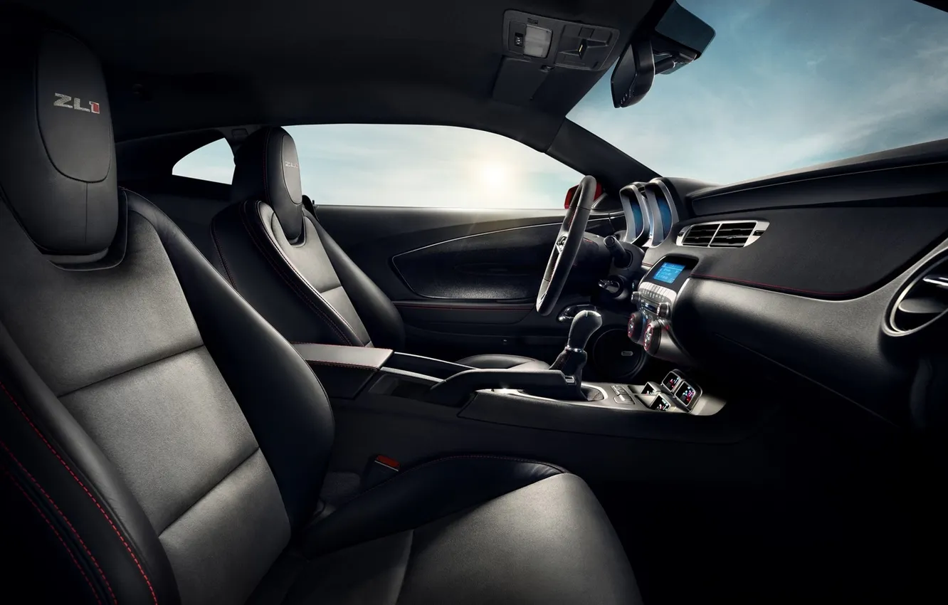 Photo wallpaper Chevrolet, the wheel, salon, seat, car Wallpaper, Chevrolet Camaro, seat, Camaro ZL1