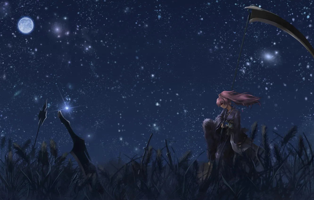 Photo wallpaper braid, Onozuka Komachi, Moon Night