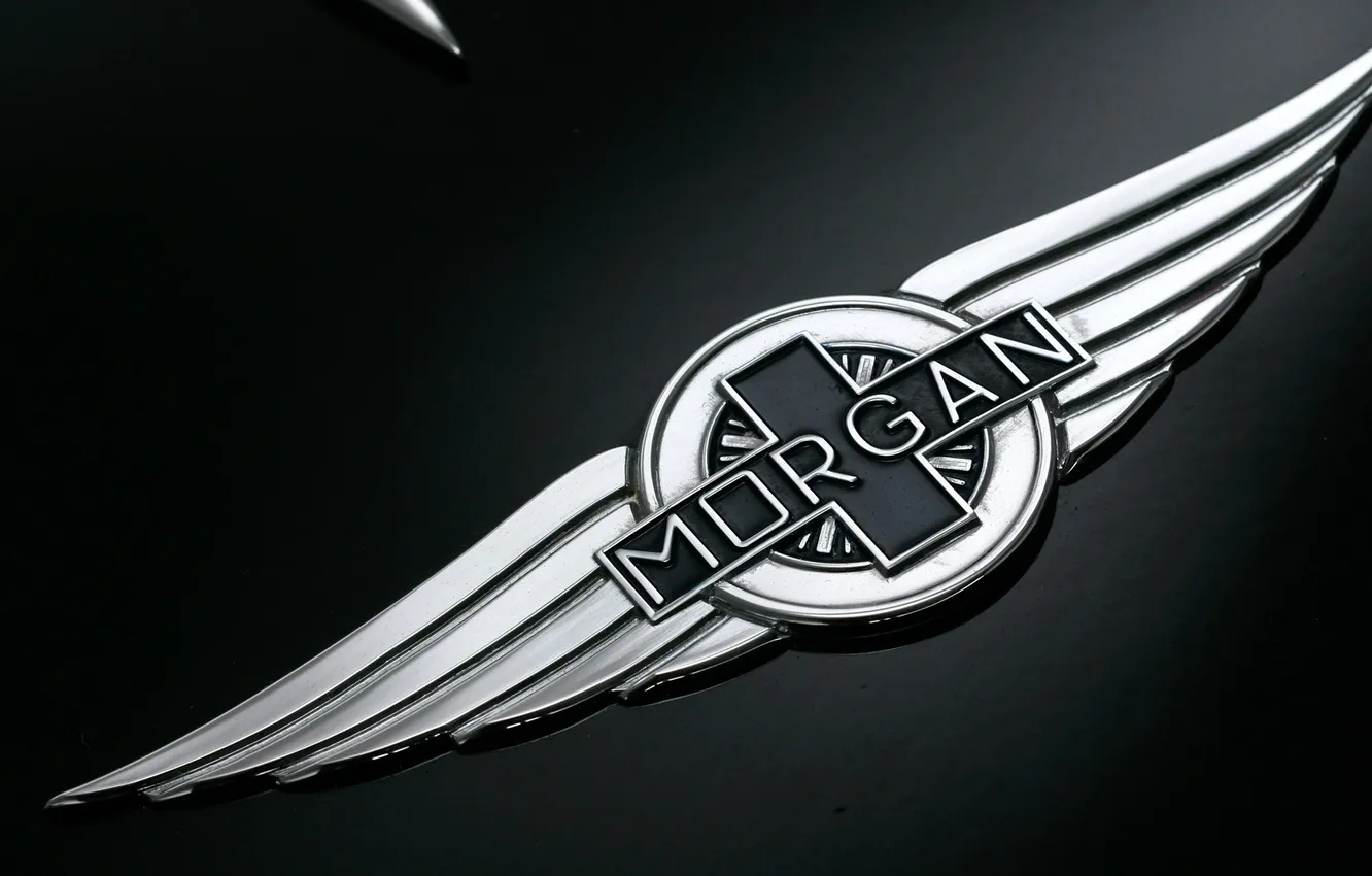 Photo wallpaper logo, black, wings, Silver, Morgan aero supersports