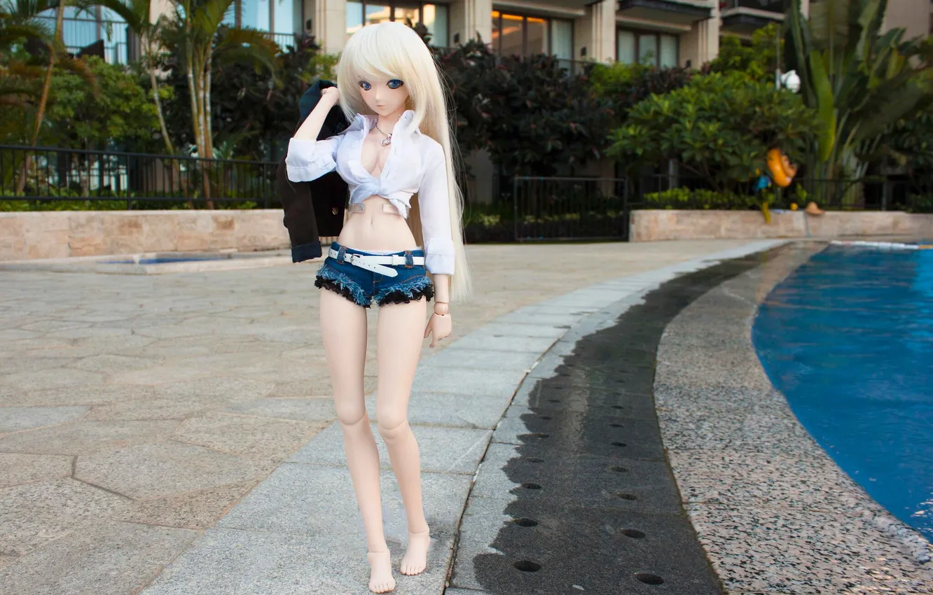 Photo wallpaper woman, doll, make up