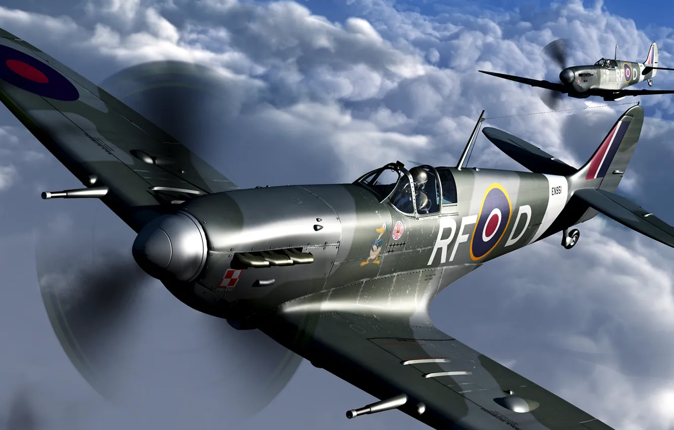 Photo wallpaper England, fighter, Spitfire Mk.Vc