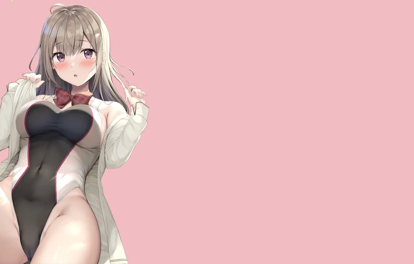 Photo wallpaper girl, sexy girl, anime, pretty, swimsuit, cute, wetsuit, Black Swimsuit