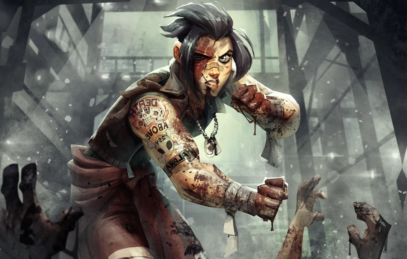 Photo wallpaper anime, art, fight, guy