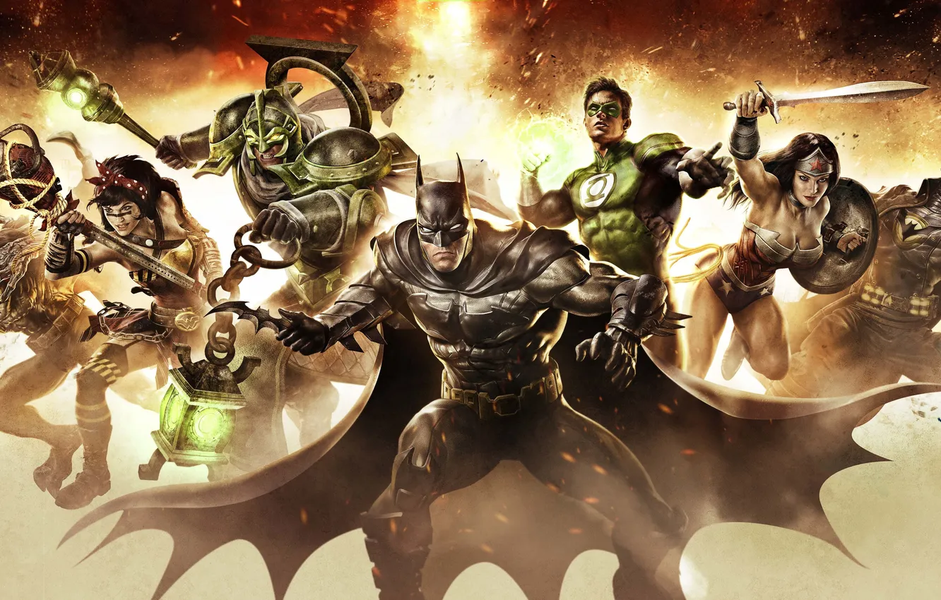 Photo wallpaper Wonder Woman, Batman, Green Lantern, Infinite Crisis, Gaslight Batman, Nightmare Batman