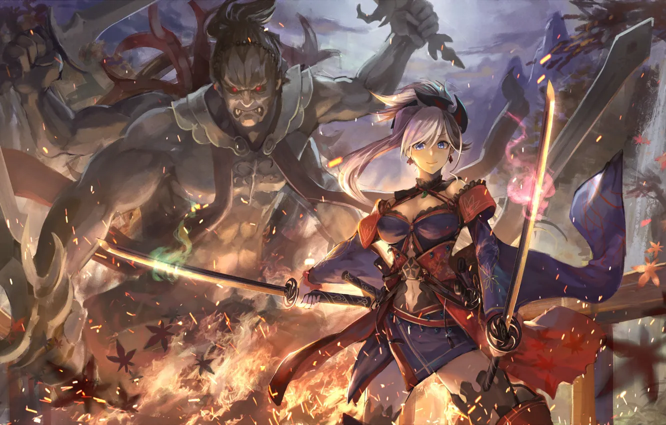 Photo wallpaper girl, monster, sword, Fate / Grand Order, The destiny of a great campaign