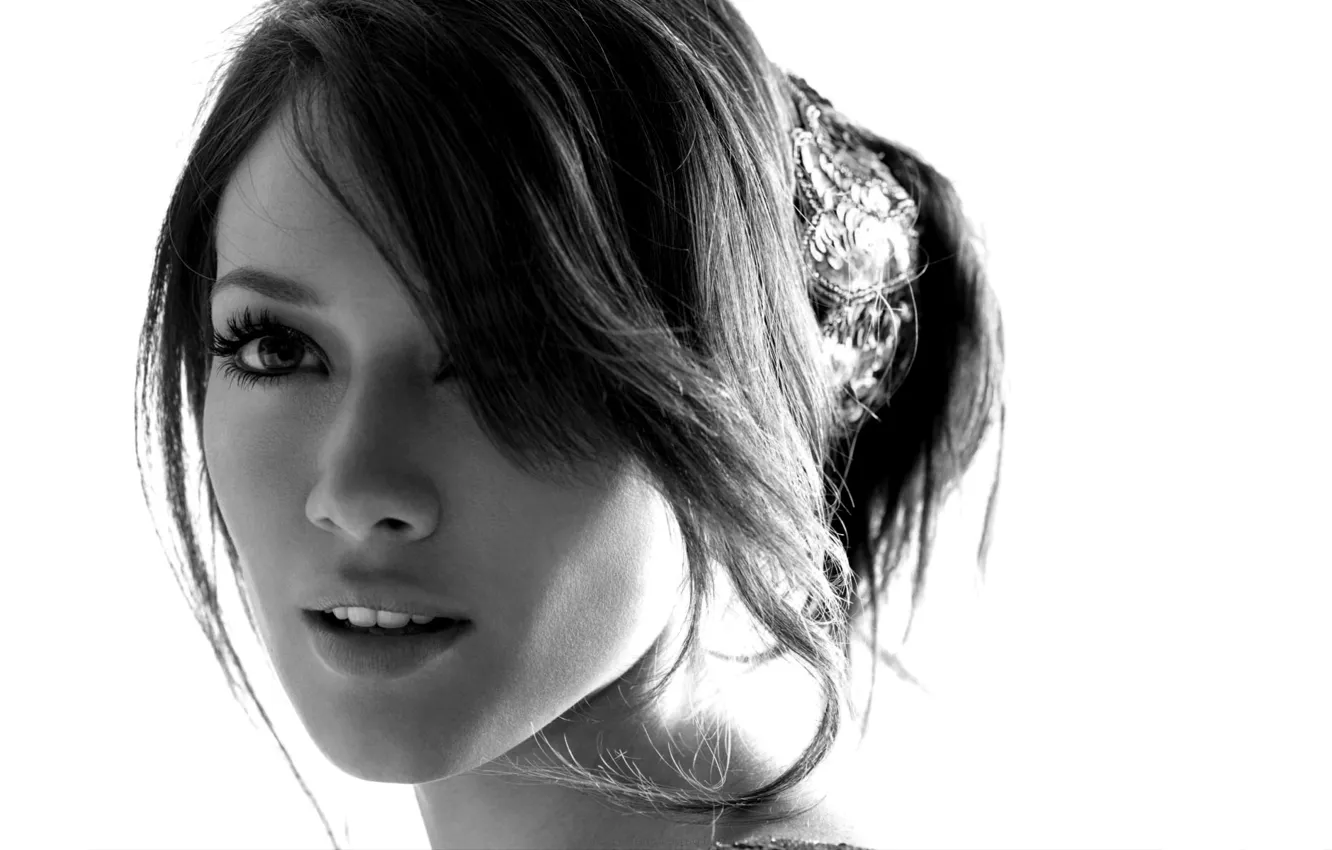 Photo wallpaper look, girl, pose, photo, model, actress, black and white, singer