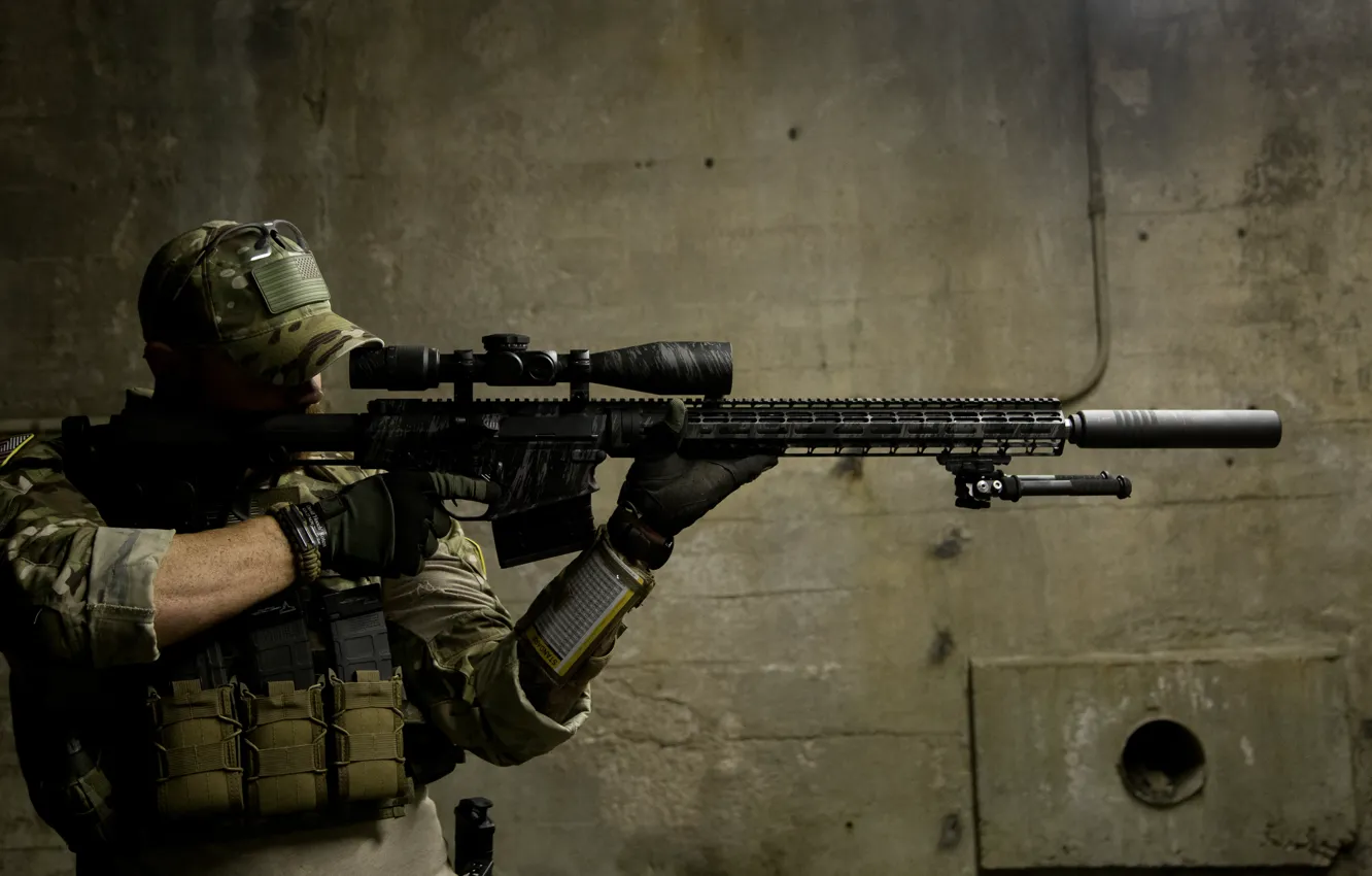 Photo wallpaper background, soldiers, optics, rifle, sniper