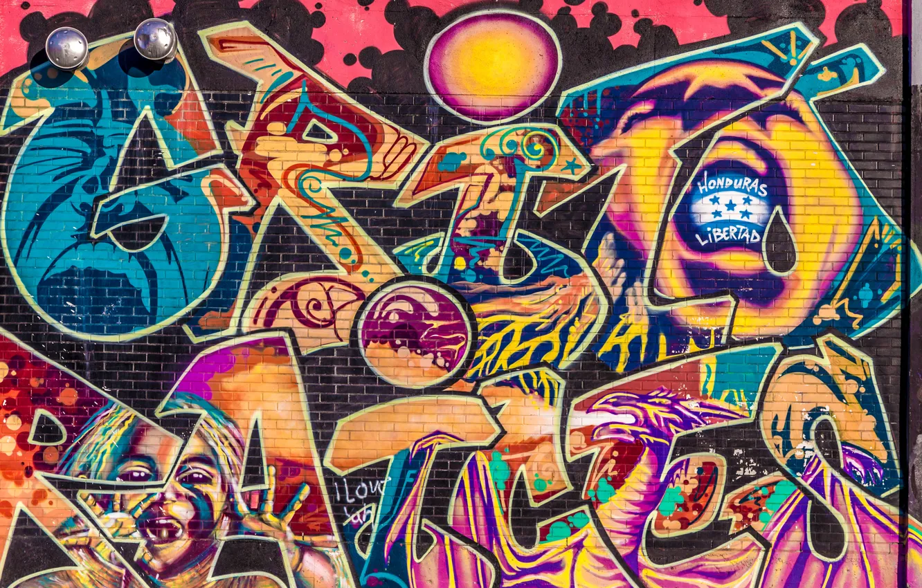 Photo wallpaper wall, texture, grafiti