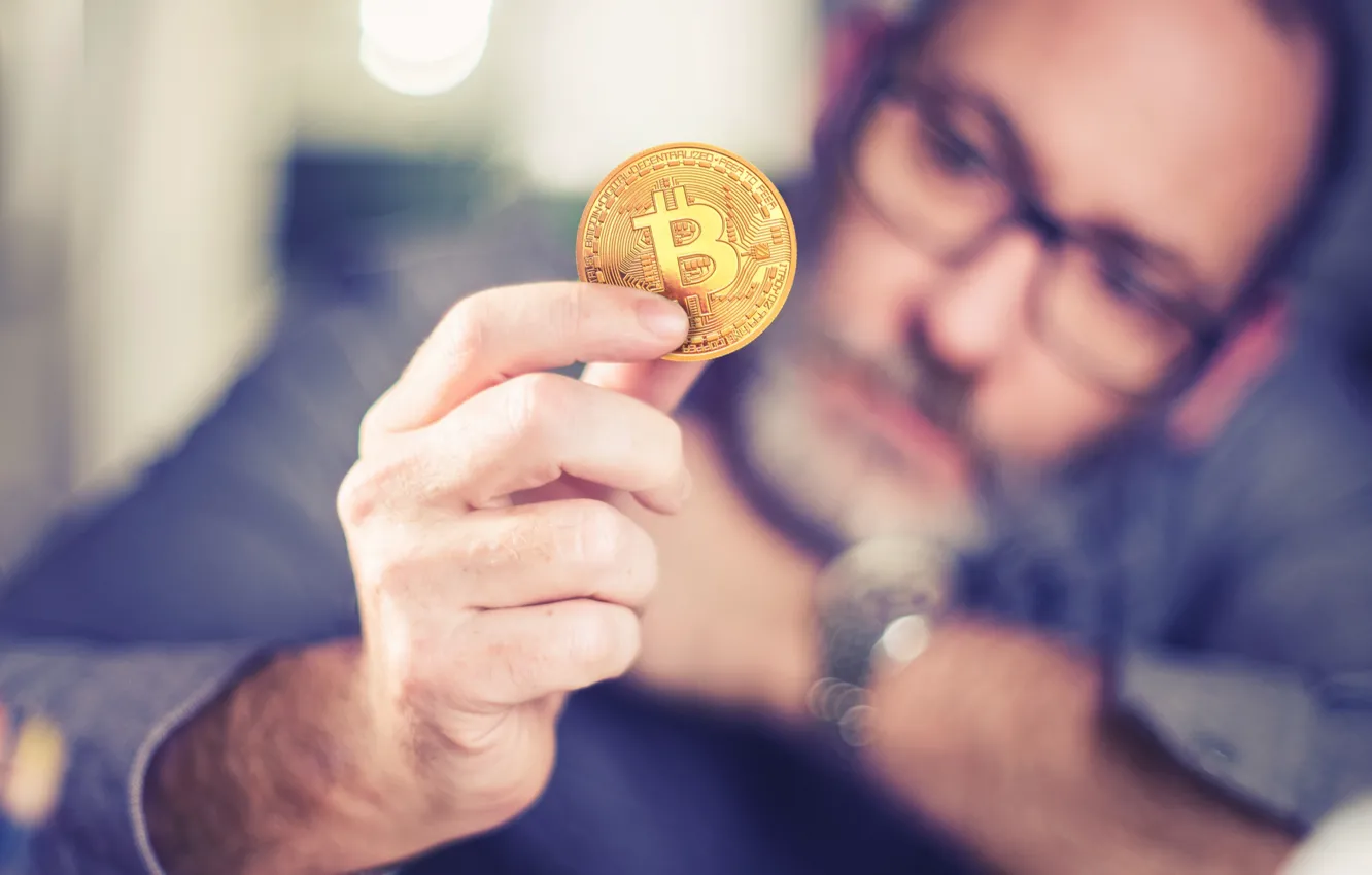 Photo wallpaper man, money, thought, bitcoin