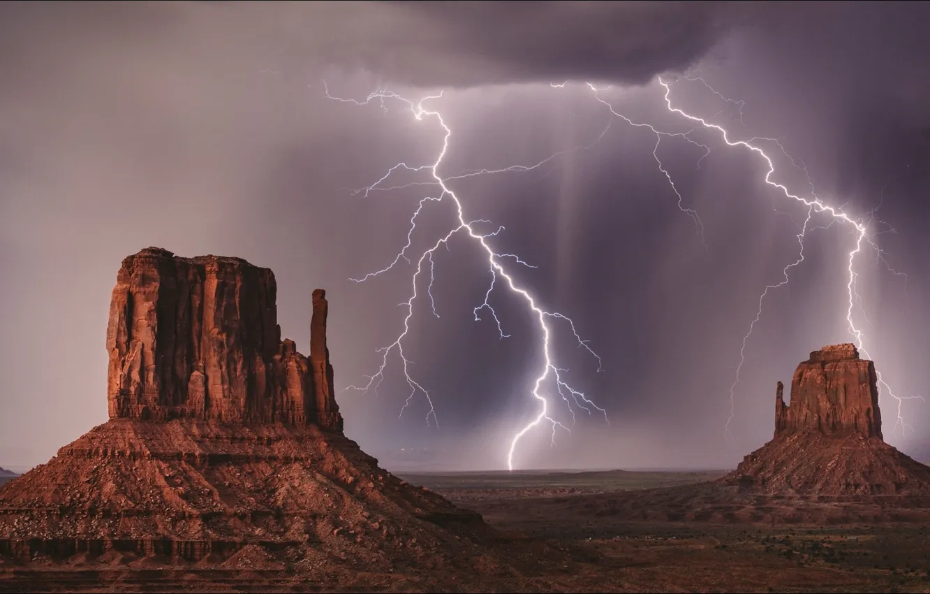 Photo wallpaper USA, nature, lightning, mountains