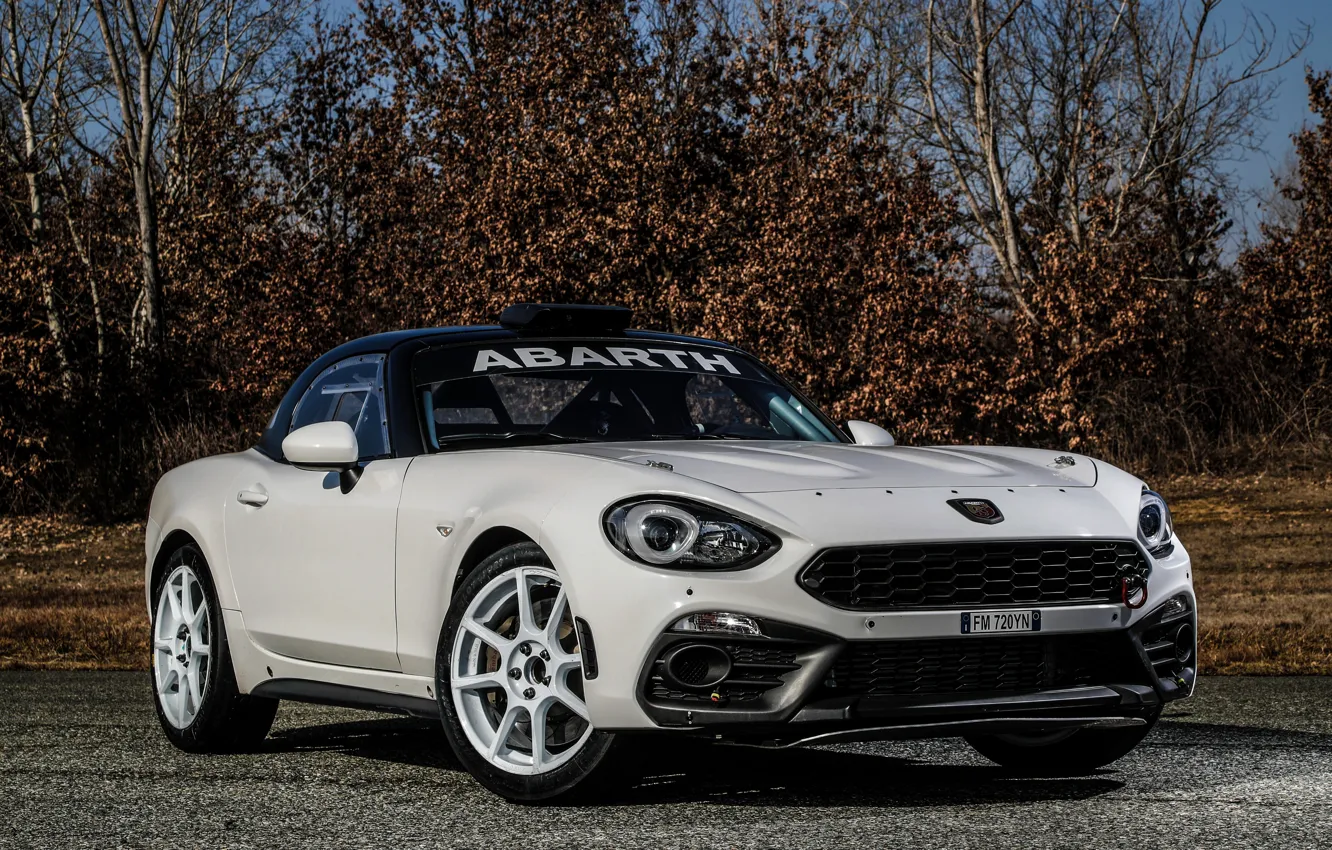 Photo wallpaper white, asphalt, Roadster, spider, Abarth, 2019, 124 Rally