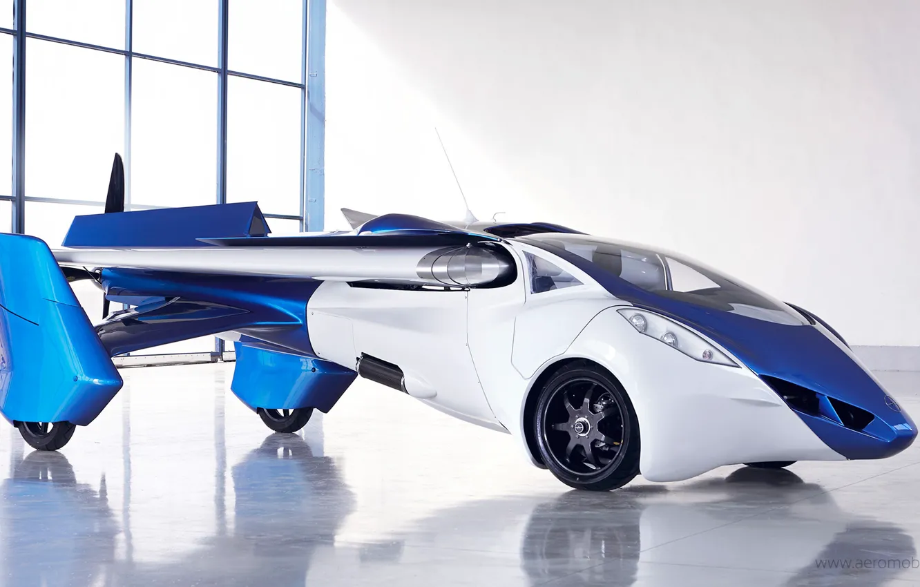 Photo wallpaper hangar, the concept, car, new, flying, AeroMobil 3.0