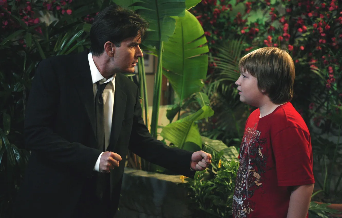 Photo wallpaper actor, the series, characters, Charlie Sheen, Jake Harper, Charlie Harper, Two and a half men, …