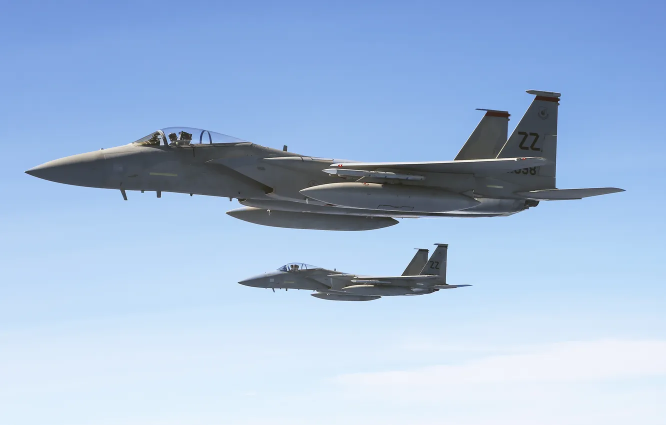 Photo wallpaper flight, fighter, Eagle, F-15