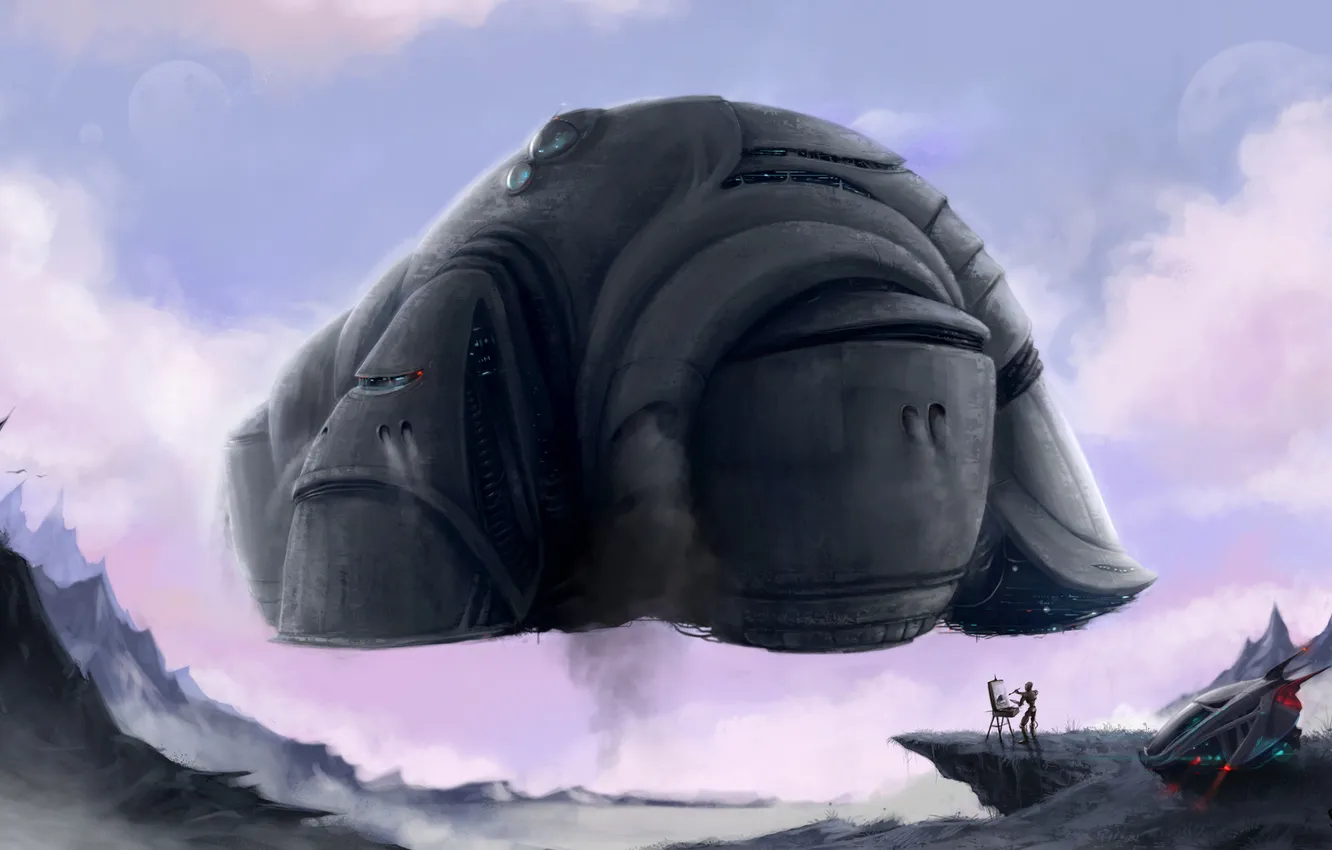 Photo wallpaper earth, alien, starship