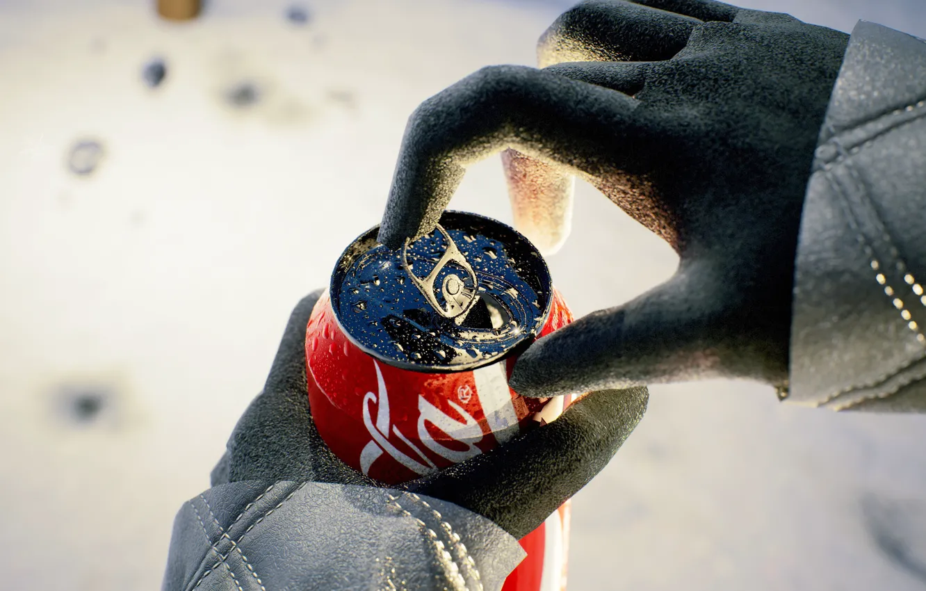 Photo wallpaper snow, hands, Coca-Cola, by rengreng