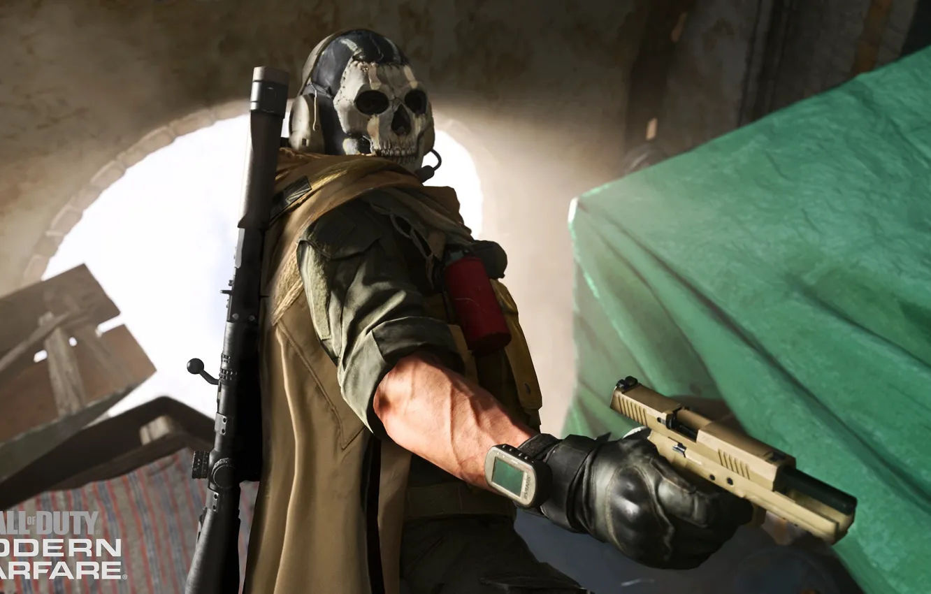 Photo wallpaper weapons, skull, mask, soldiers, Call of Duty, Call of Duty: Modern Warfare