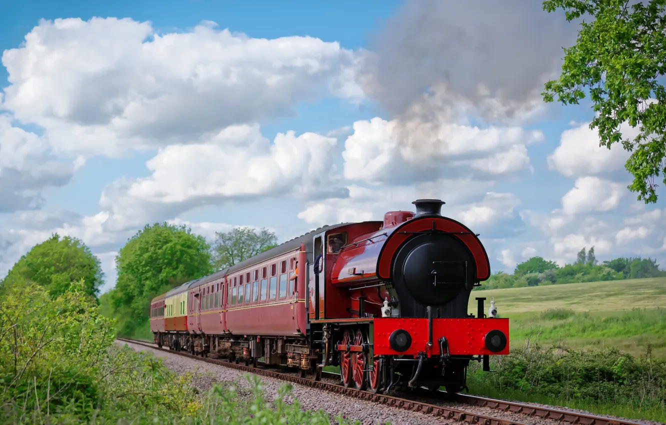 Photo wallpaper nature, England, train, railroad, England, Mid-Norfolk Railway