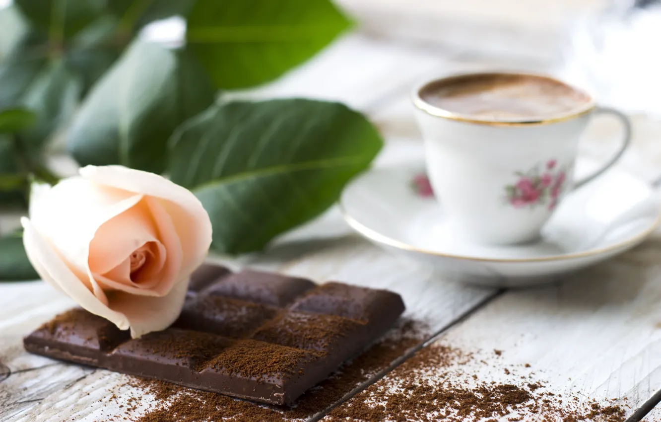 Photo wallpaper rose, coffee, Chocolate