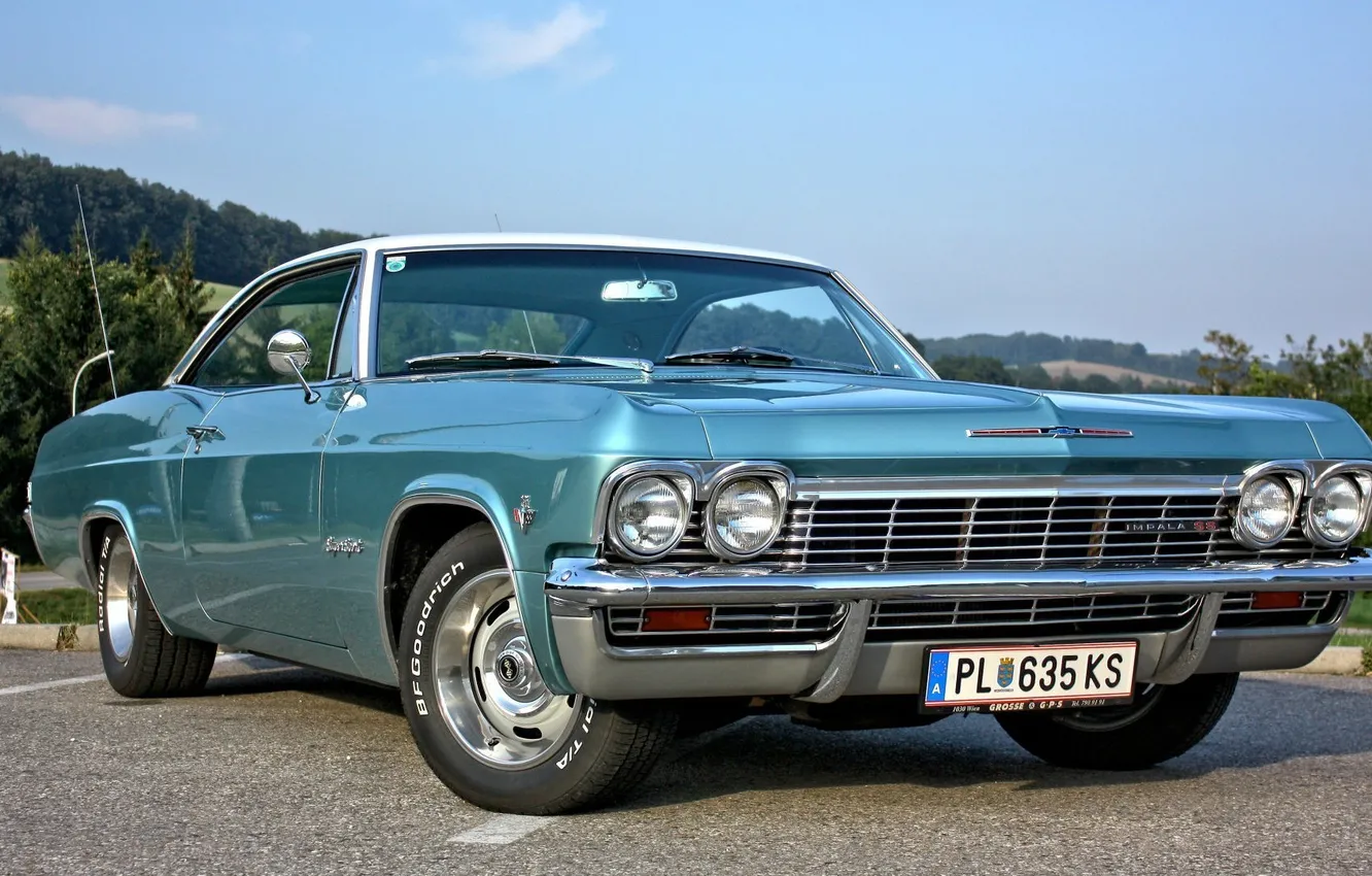 Photo wallpaper road, coupe, Chevrolet, Chevrolet, side view, 1965, Coupe, Impala