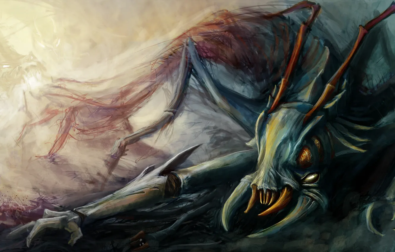 Photo wallpaper art, Dota 2, Weaver, Skitskurr, Digl