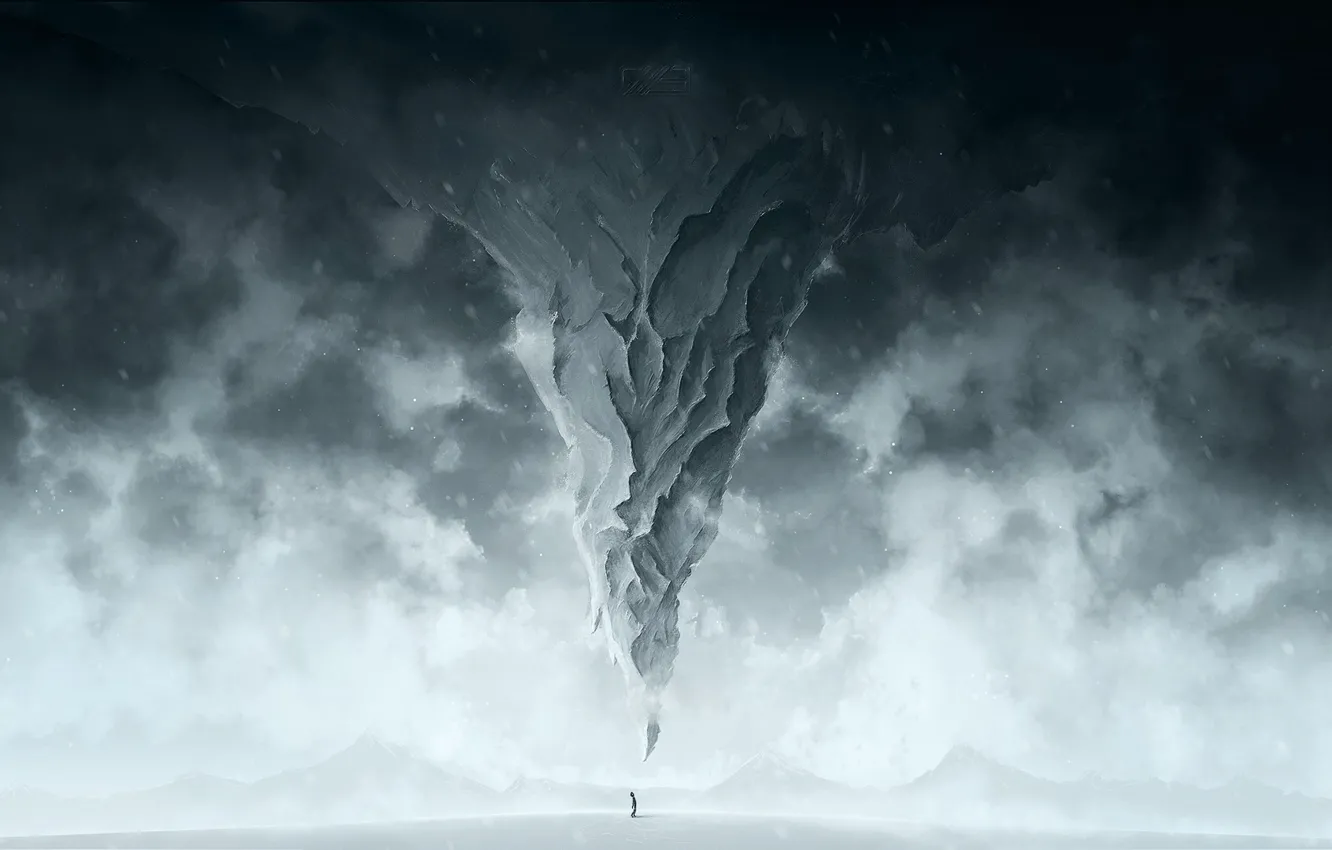 Photo wallpaper cold, winter, snow, mountains, people, art, Blizzard