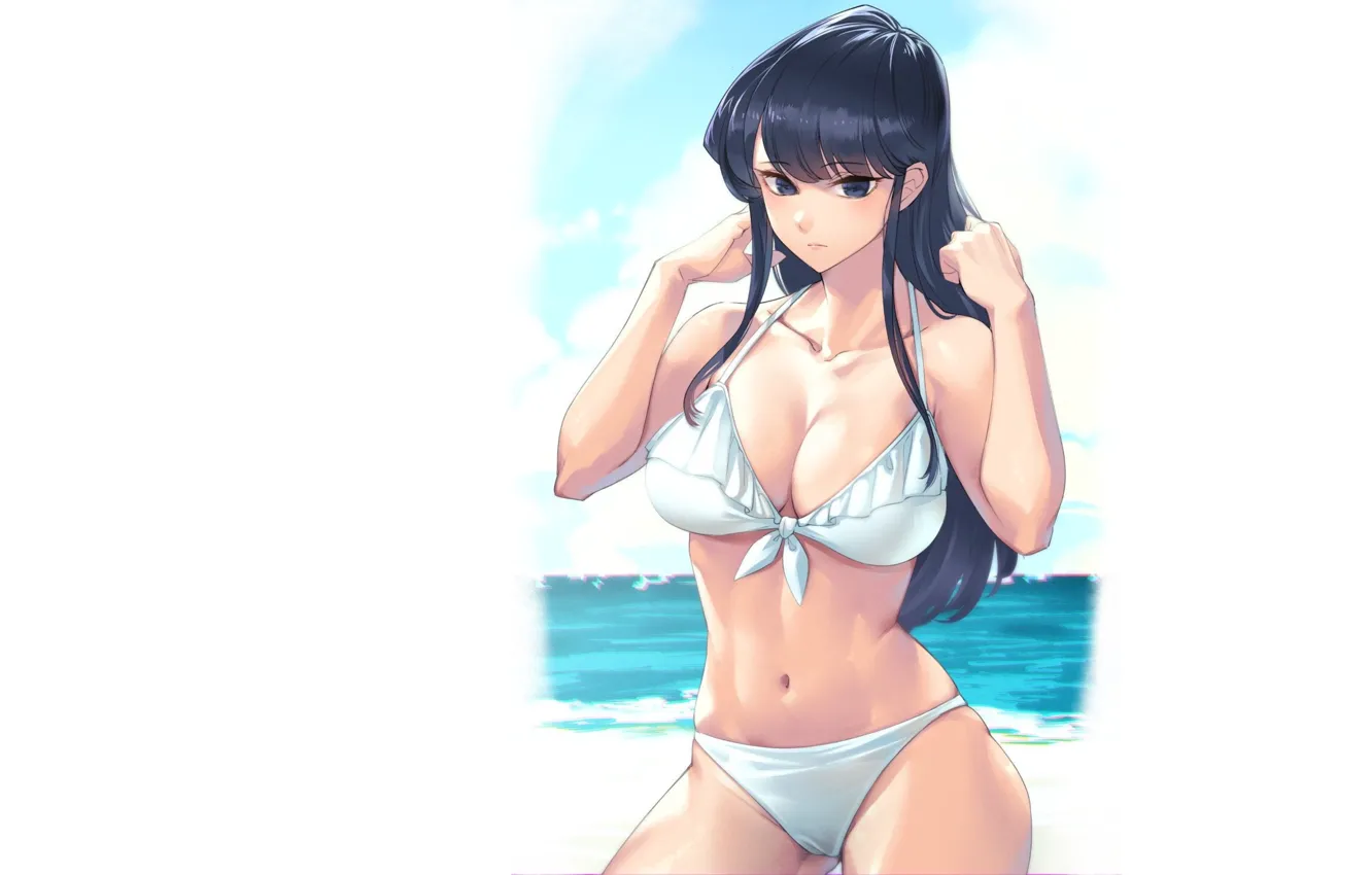 Photo wallpaper Muscle, girl, sexy, beach, sea, ocean, anime, pretty
