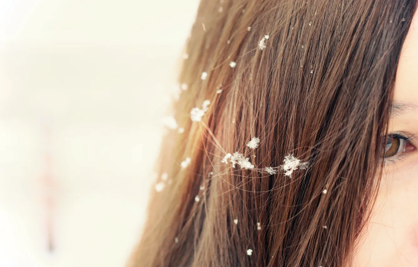 Photo wallpaper girl, macro, hair