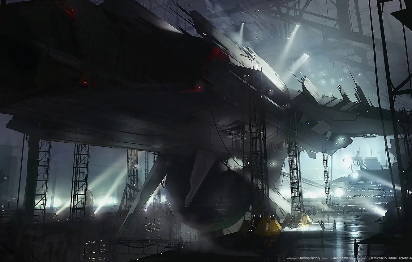 Photo wallpaper lights, fiction, plant, people, ship