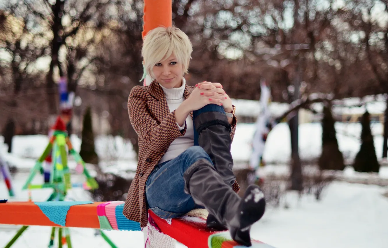 Photo wallpaper girl, boots, girl, woman, Olga Valikova, Olga Vastikova