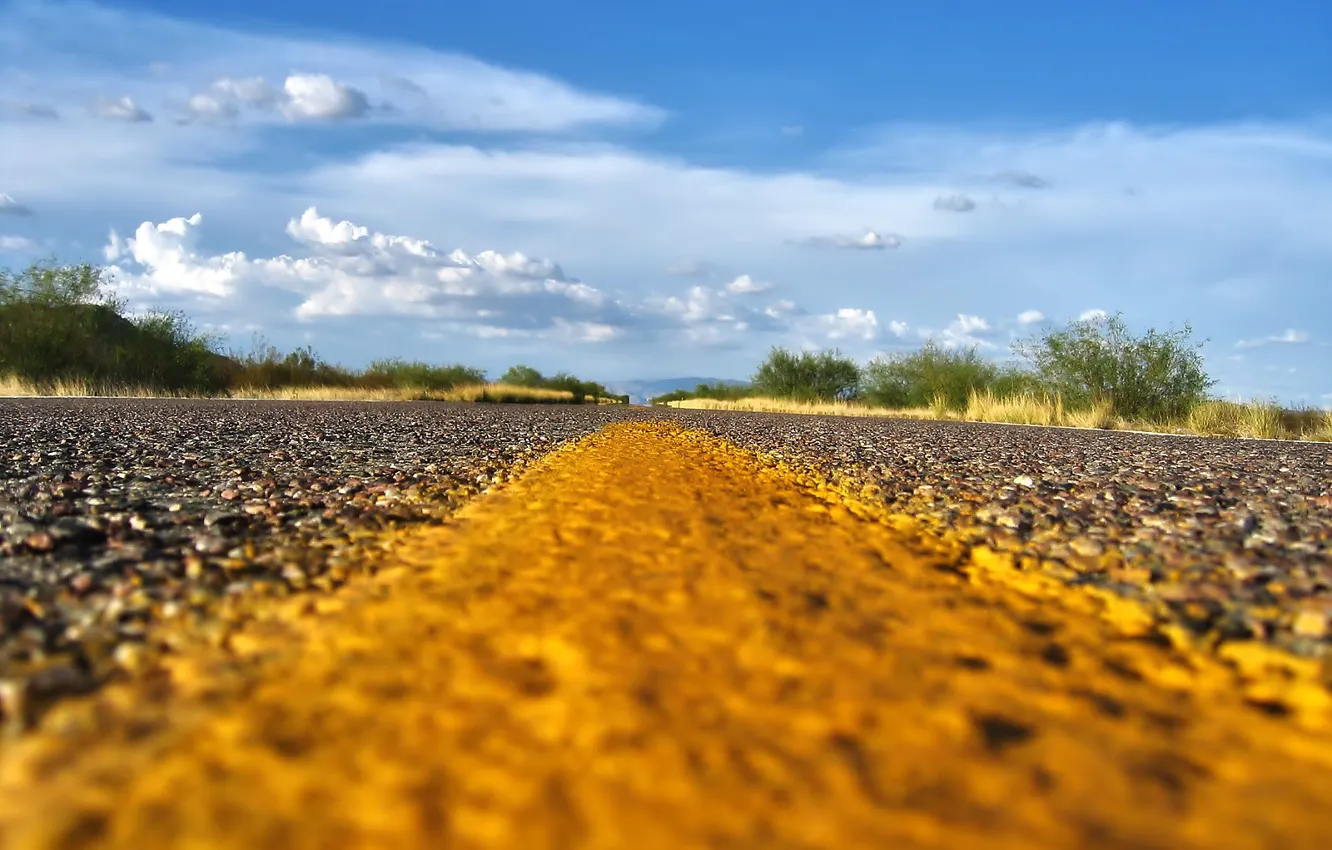 Photo wallpaper road, markup, horizon, overwhelmed