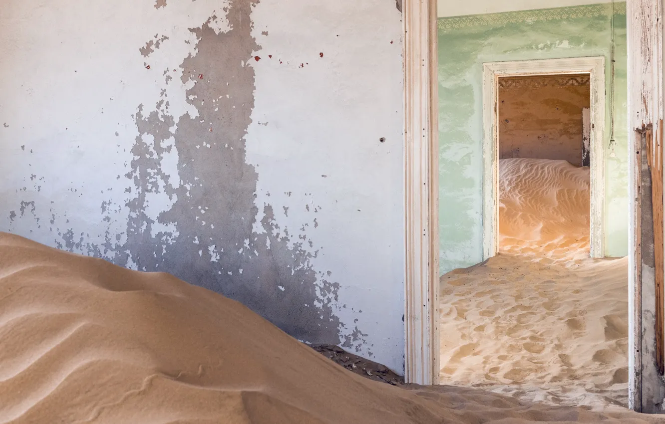 Photo wallpaper sand, door, room