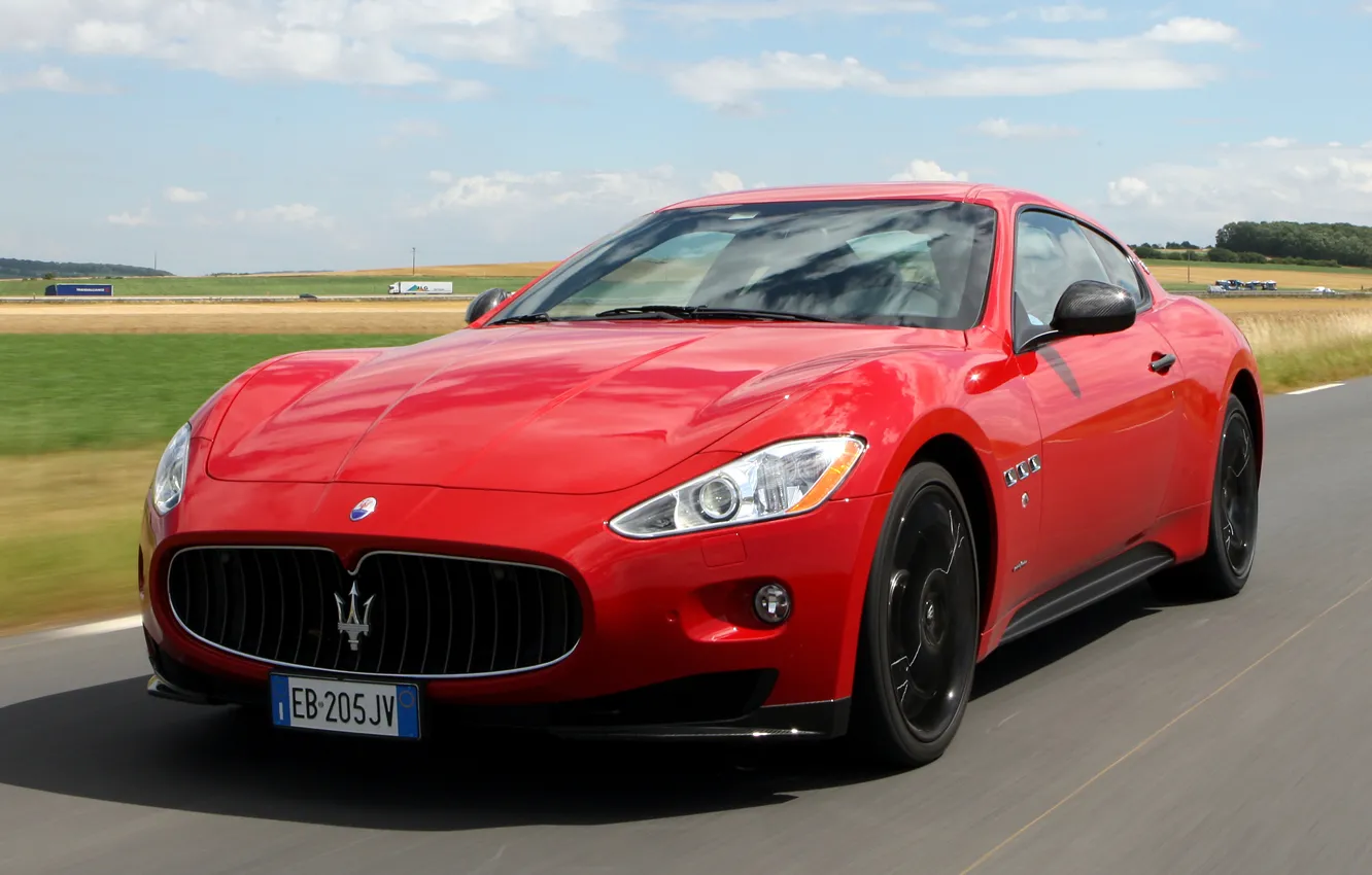 Photo wallpaper machine, red, Maserati, the front, GranTurismo S, MC Sport Line