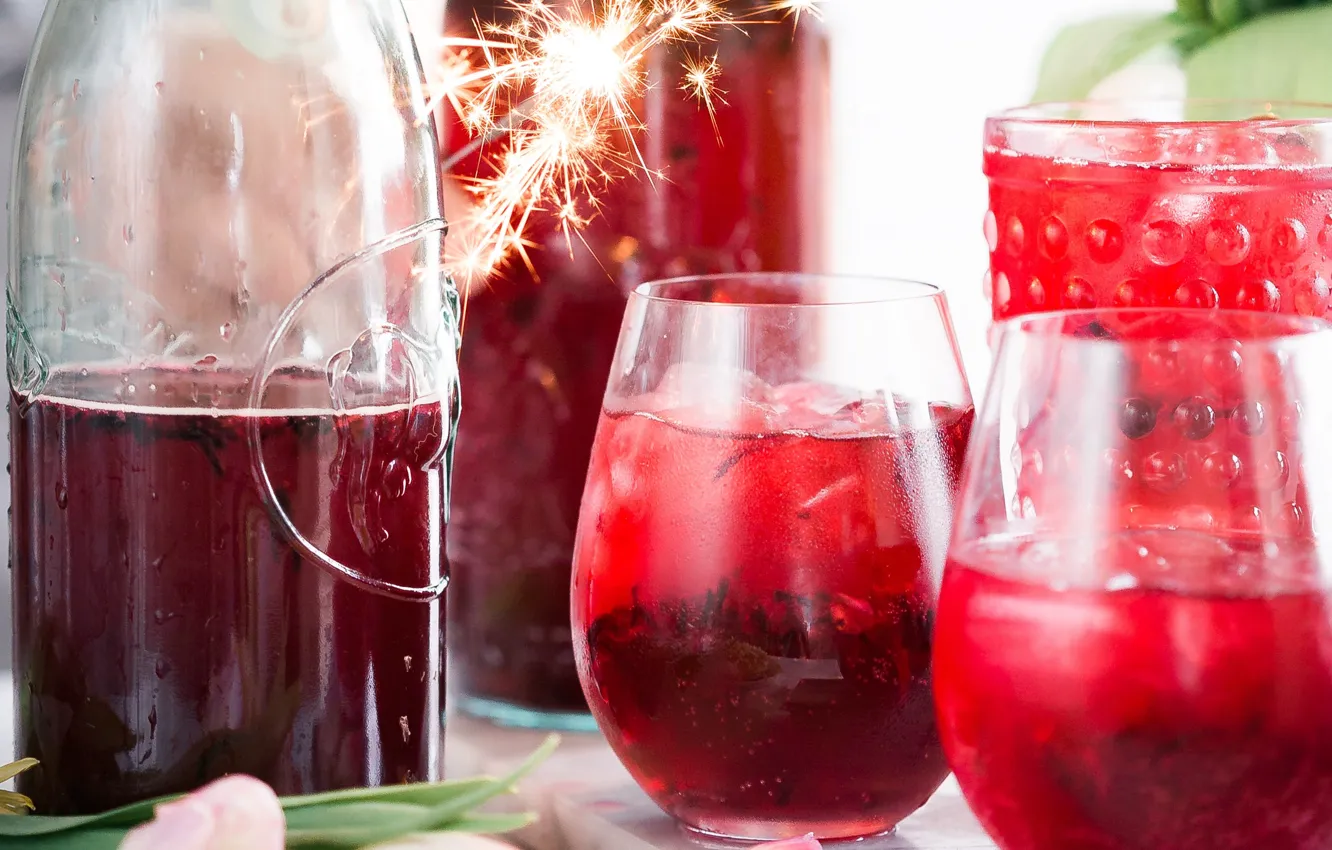 Photo wallpaper ice, glass, bottle, food, flash, sparks, drink