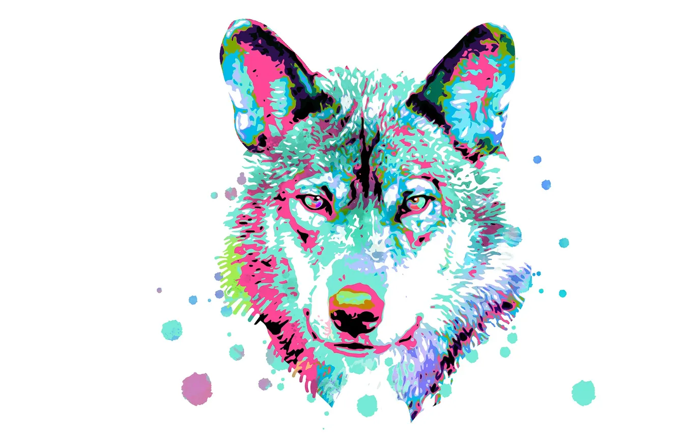 Photo wallpaper fantasy, Predator, nature, art, snow, face, animal, wolf