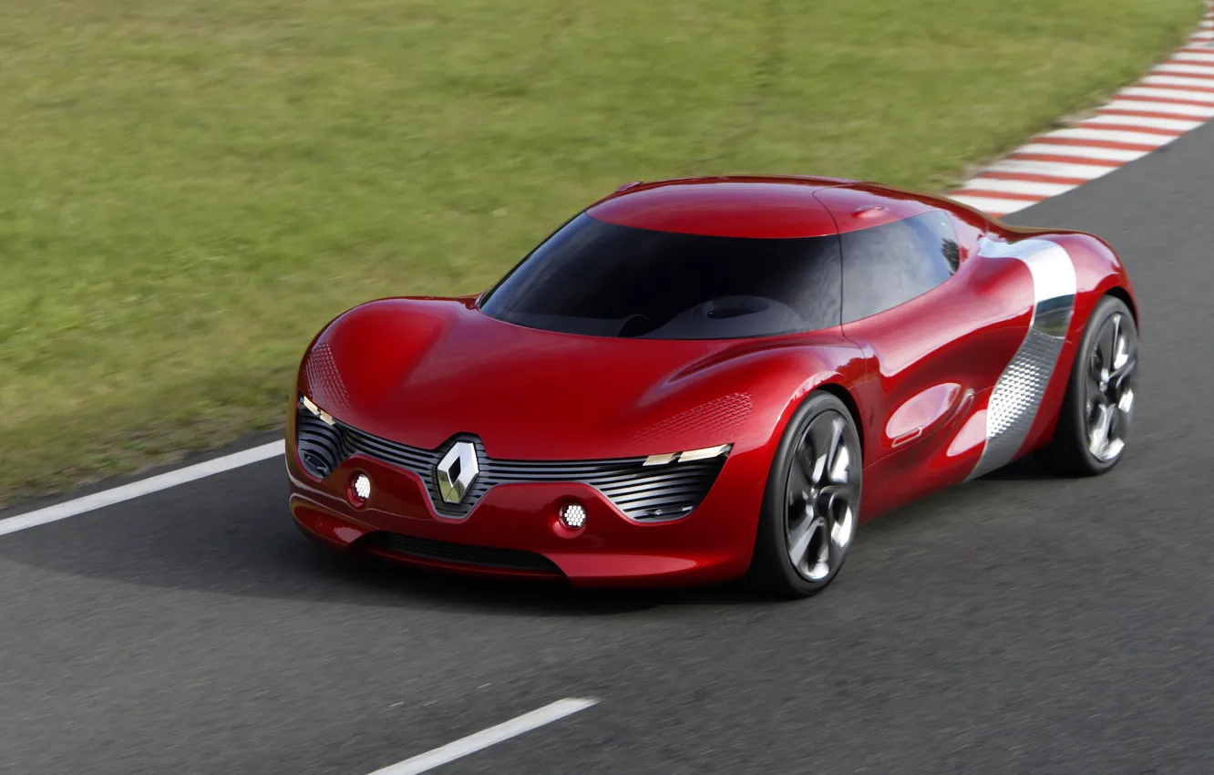 Photo wallpaper concept, Renault, red, supercar, asphalt, sports car, electric cars, Renault DeZir