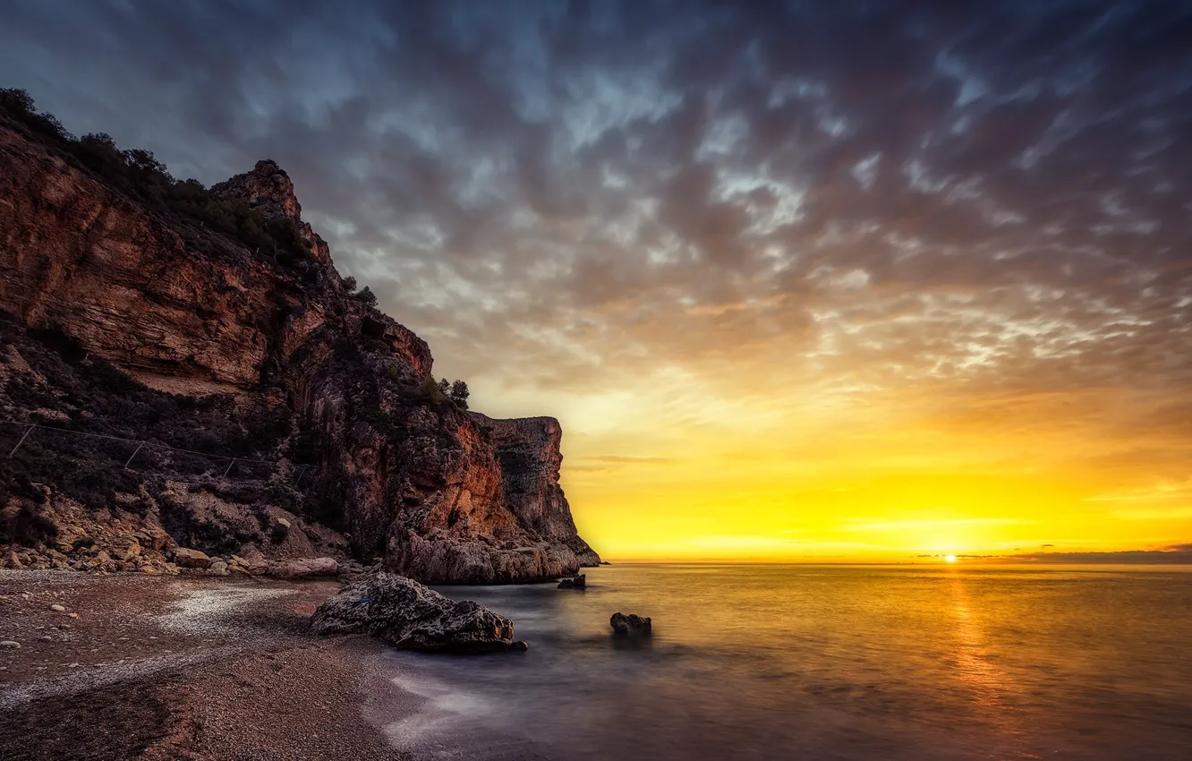 Photo wallpaper sunset, nature, coast