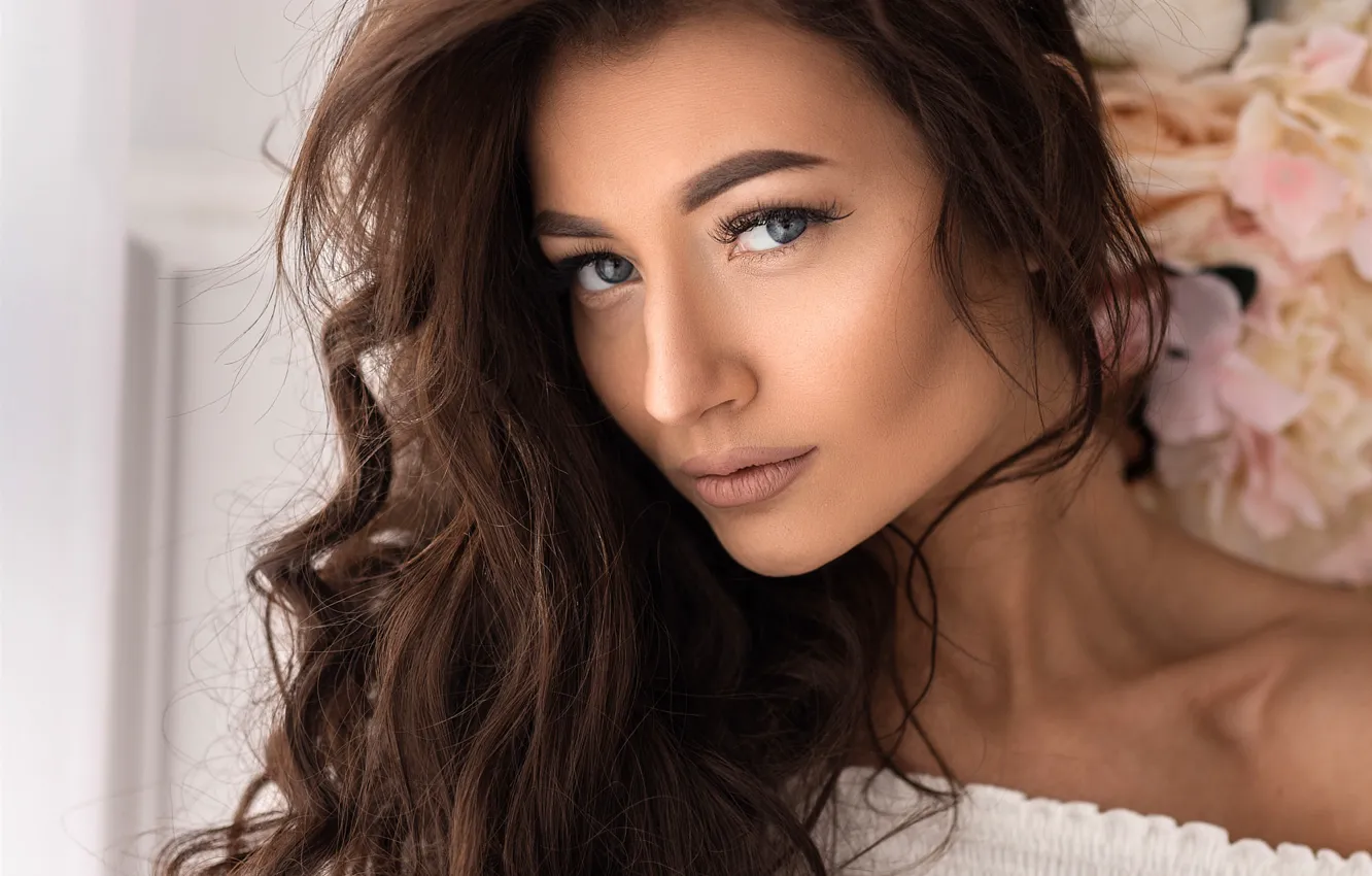 Photo wallpaper look, model, portrait, makeup, hairstyle, brown hair, beauty, Andrey Vechkenzin