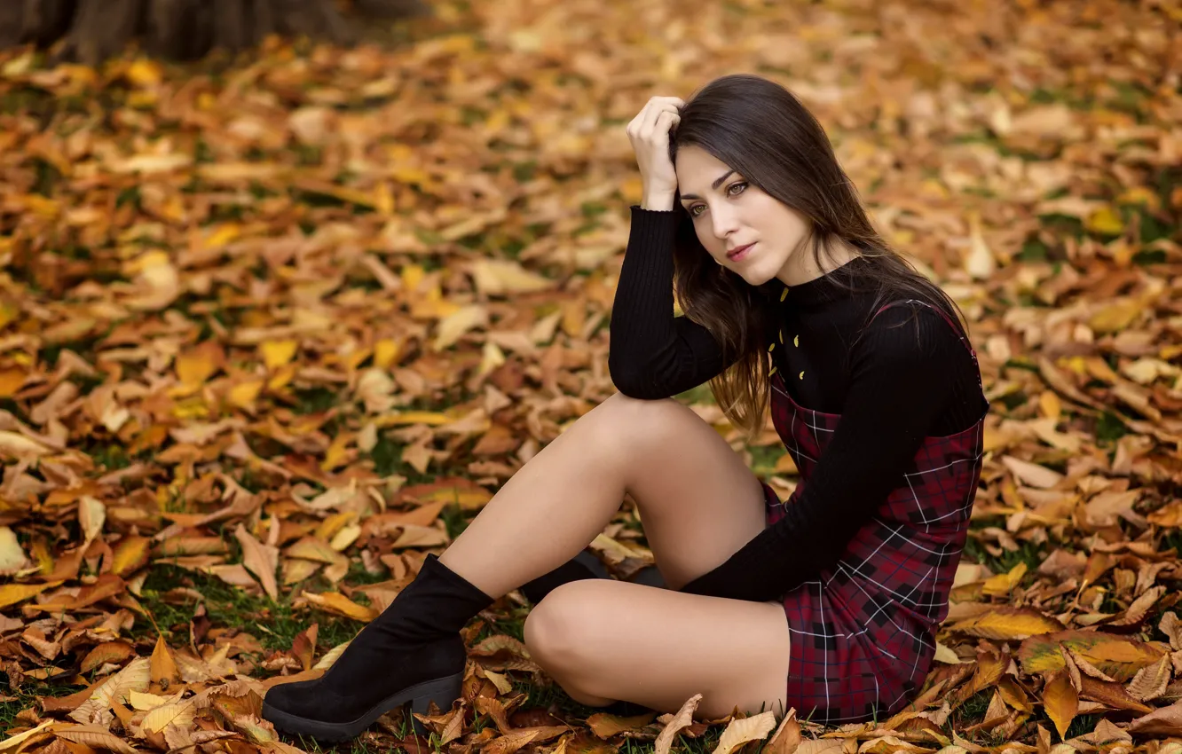 Photo wallpaper autumn, girl, Ane