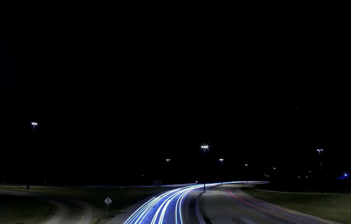 Photo wallpaper road, night view, highway