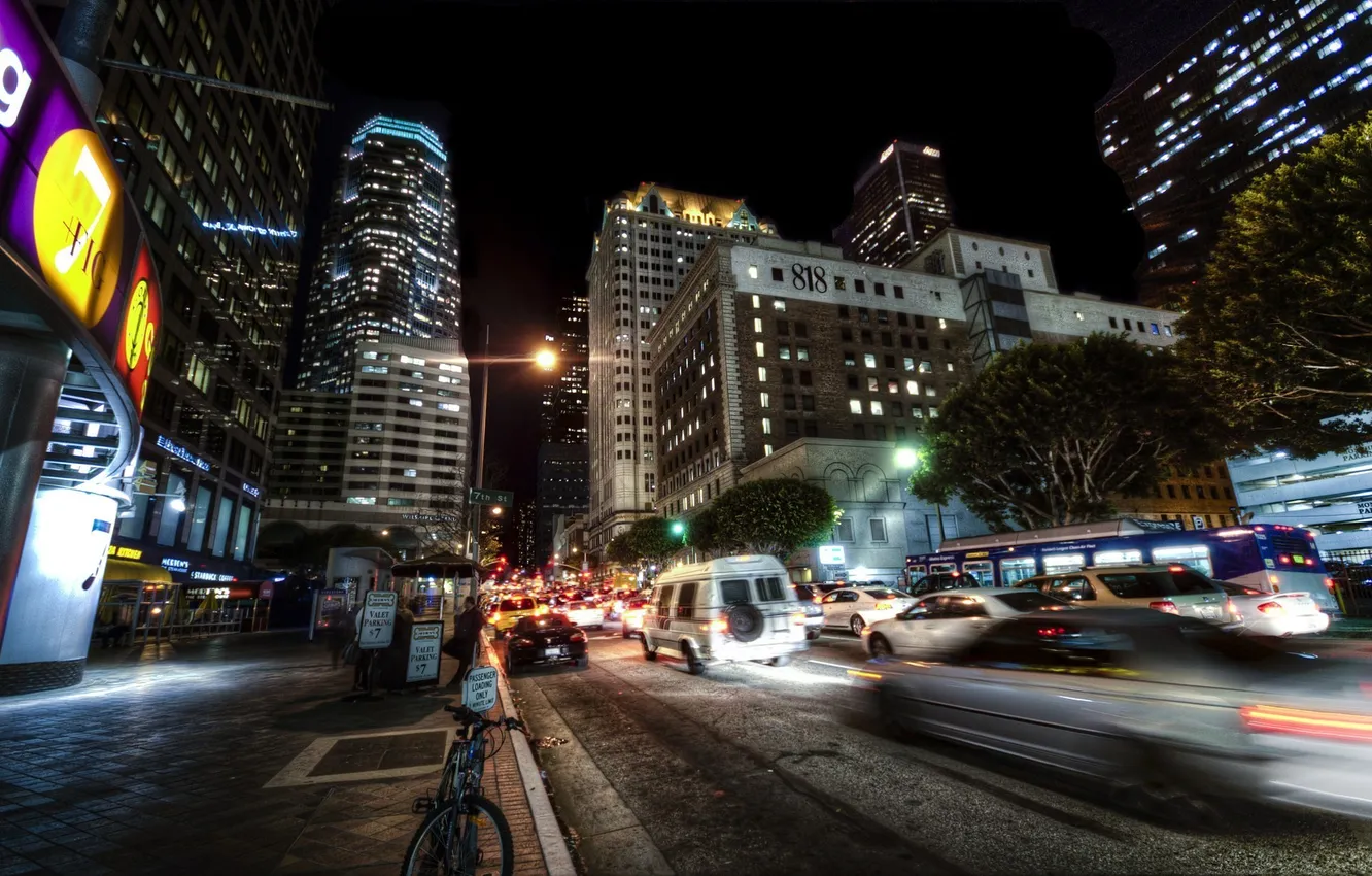 Photo wallpaper night, lights, USA, Los Angeles, night, Los Angeles