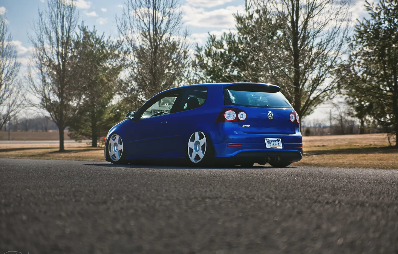 Photo wallpaper blue, tuning, Volkswagen, Golf, R32, golf, GTI