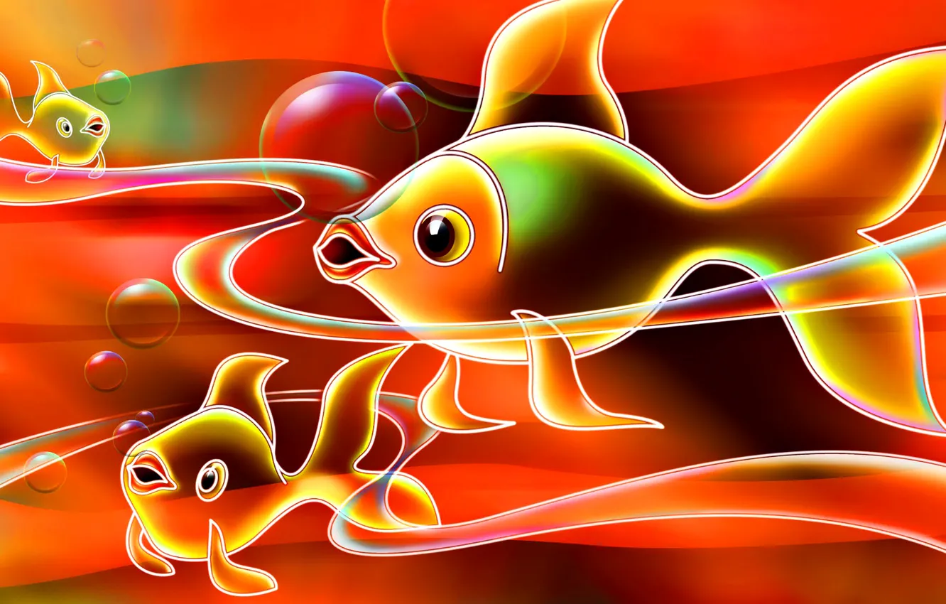 Photo wallpaper line, fish, abstraction, color, aquarium, fish