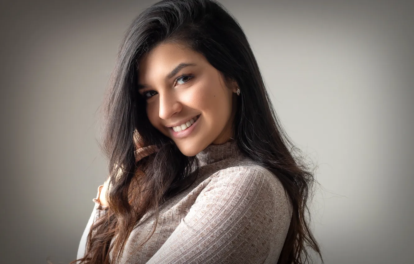 Photo wallpaper girl, face, smile, model, cutie