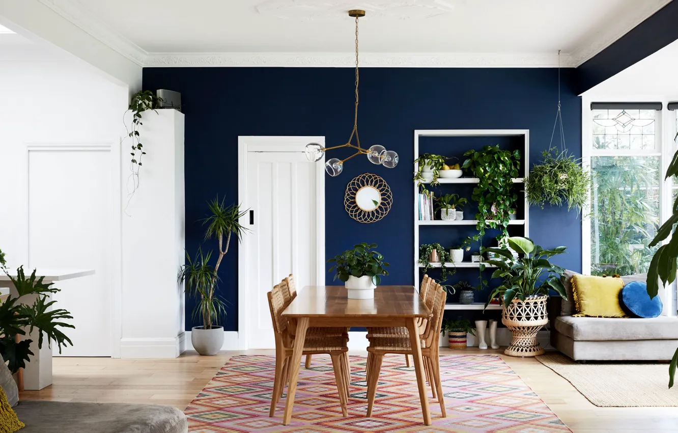 Photo wallpaper design, plant, interior, living room, dining room, The combination of colors, Stylish living room urban …