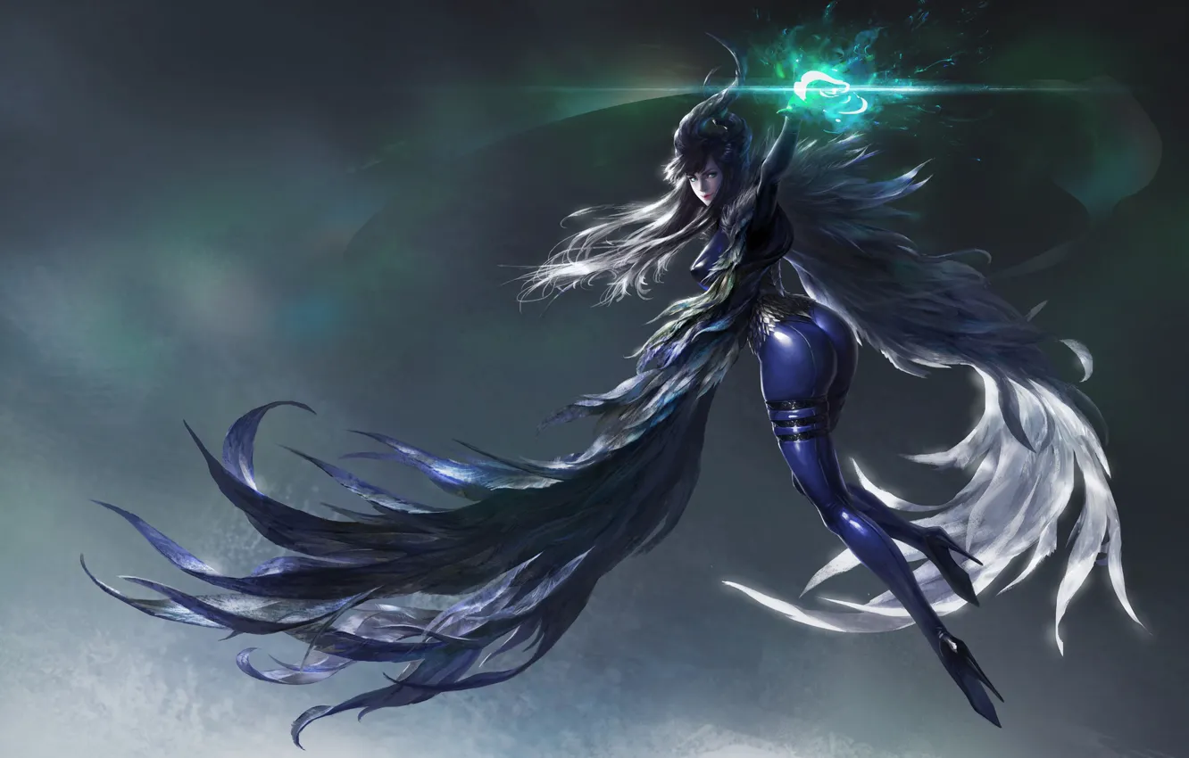 Photo wallpaper girl, fantasy, style, art, wings, beautiful, figure, wizard