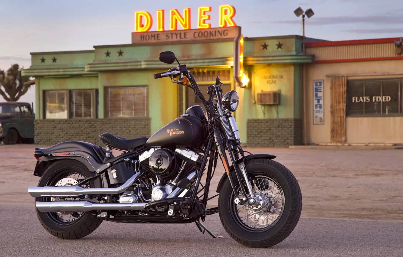Photo wallpaper engine, blur, motorcycle, Parking, just, without, Harley-Davidson, series