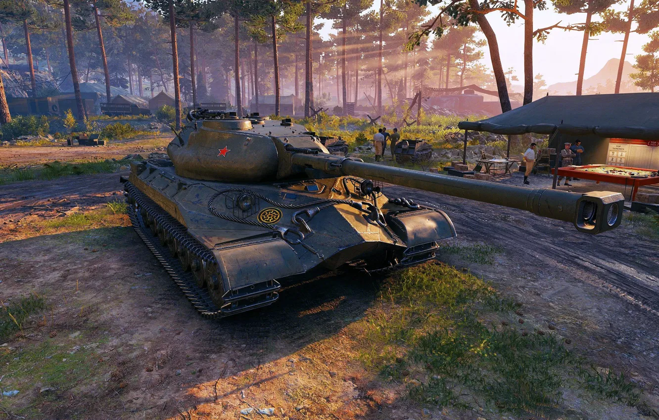 Photo wallpaper trees, dawn, tank, USSR, World of Tanks, World Of Tanks, 122 mm, Object 259A