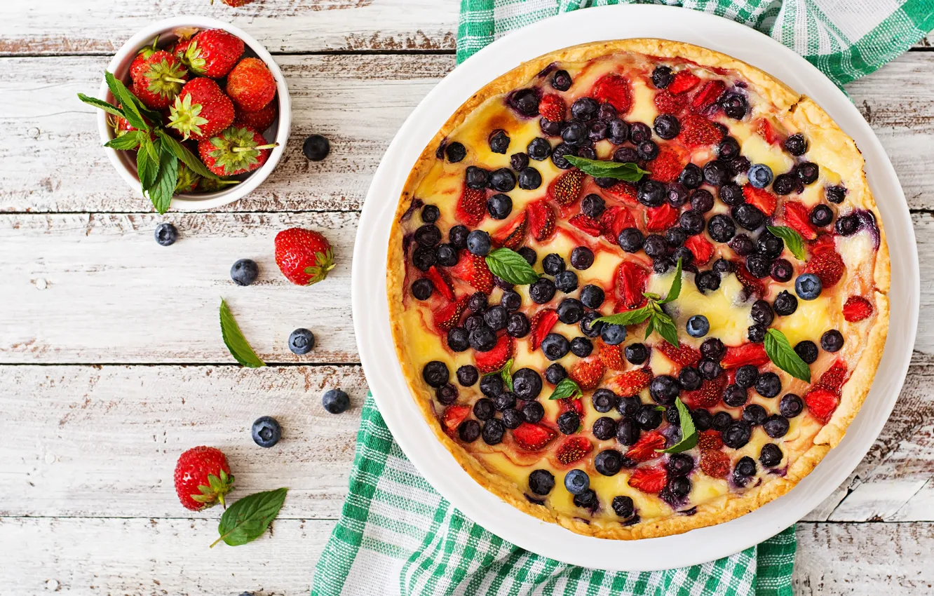 Photo wallpaper berries, strawberry, pie, cakes