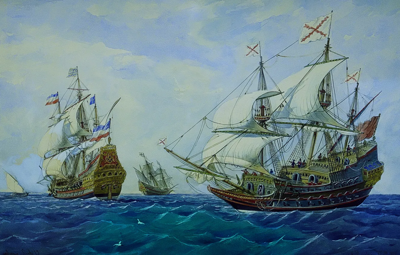 Photo wallpaper artist, Galleons, Rafael Monleòn